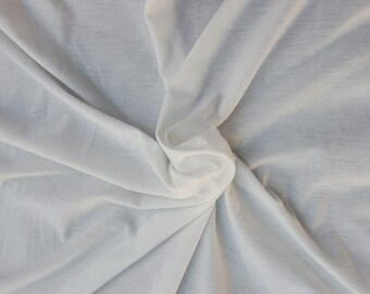 Non Optic White Cotton Blend Fabric Baby Jersey Knit by The Yard | Wholesale Made in USA