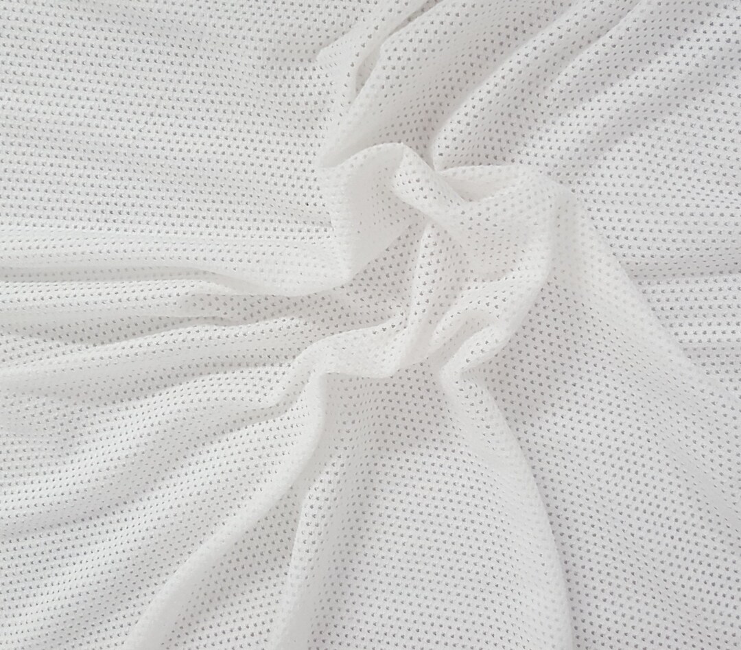 White Cotton Spandex Mesh Knit Fabric by the Yard Etsy