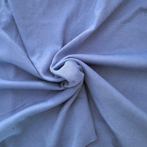 Sky Blue Cotton Blend Interlock Knit Fabric By the Yard