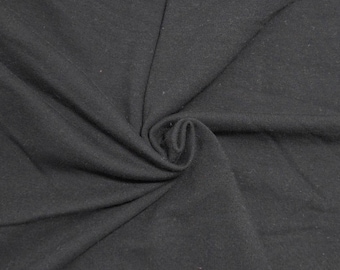 Black Pima Cotton Spandex Sweatshirt Fleece Knit Fabric by the Yard 290 GSM  4 Way Stretch [Zip Up, Hoodie, Joggers]