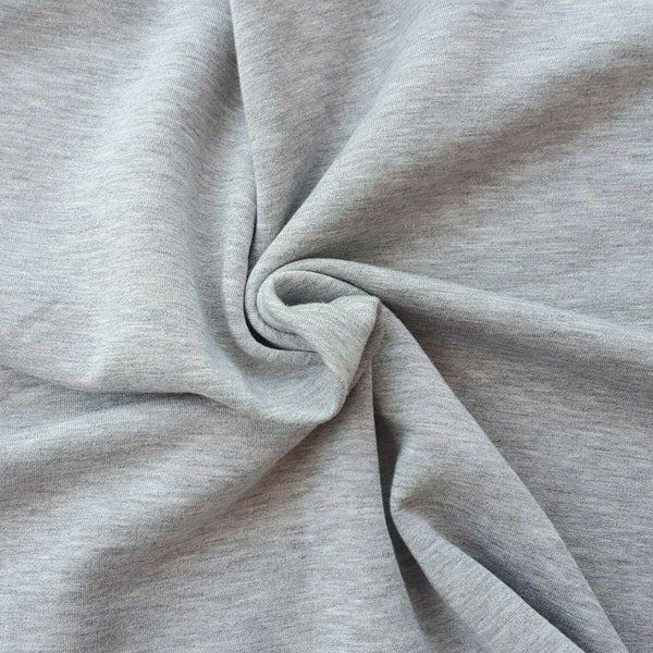 Heather Gray Cotton Sherpa Knit Fleece Fabric by the Yard Very Soft