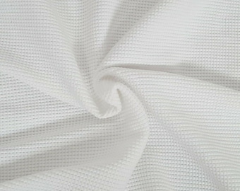 White 100% Cotton Thermal Knit Fabric by the Yard Waffle Weave 400GSM Heavyweight Made in USA [Pajamas, Bathrobe, Duvet Cover, Dishtowel]
