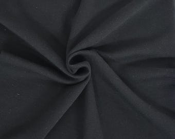 Black Cotton Rayon Spandex Sweatshirt Fleece Knit Fabric by the Yard 220 GSM [Zip Up, Hoodie, Joggers]