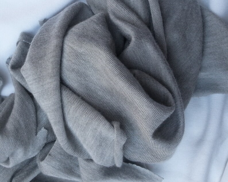 Modal Silk Fabric Jersey Knit by the Yard Semi Sheer Silver Etsy