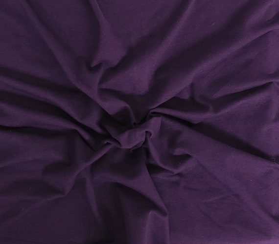 Solid Eggplant Purple 4 Way Stretch 10 oz Cotton Lycra Jersey Knit Fabric