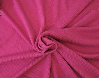 Fuchsia Cotton Rayon 1x1 Rib Knit Fabric by the Yard