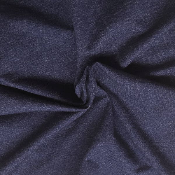 Dark Denim Cotton French Terry Knit Fabric by Yard 12/17