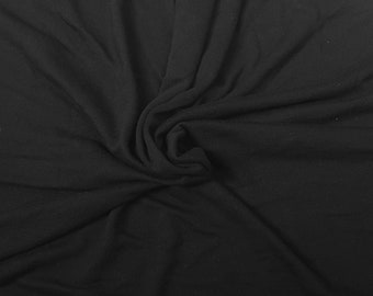 Black Cotton Brushed French Terry Knit Fabric by Yard Soft with Drape