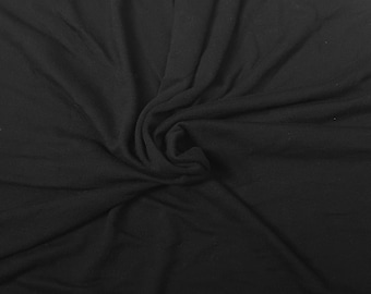 Black Cotton Brushed French Terry Knit Fabric by Yard Soft with Drape