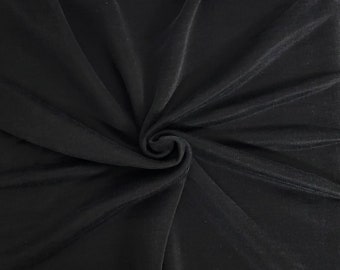 Black Cotton Rayon Blend French Terry Knit Fabric by the Yard 320GSM MADE IN ITALY [Hoodie, Zip Up, Sweatpants]