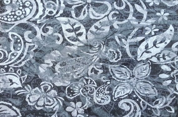 Paisley Flower Print Burnout Jersey Knit Fabric by the Yard Cotton
