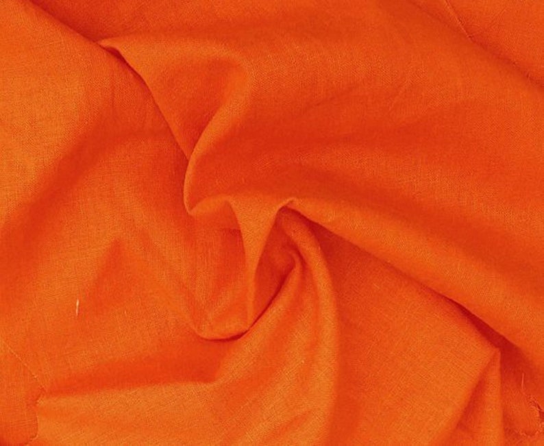 Bright Orange Cotton Linen Fabric by the Yard 1117