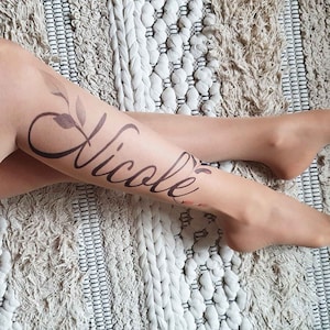 Custom Name Tights, Personalized Print, Lingerie ,Printed Tights, Tights with Name, Pantyhose with ONLY ONE NAME.