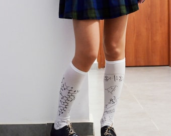 Buy School Girl, Halloween, Print Socks, Opaque Printed Knee High