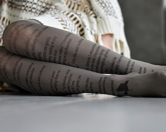 The Raven Printed Tights, Edgar Allan Poe, Literary, Book Lover, Books, Reading, Poetry  Tights, Text tights, Poem Tights
