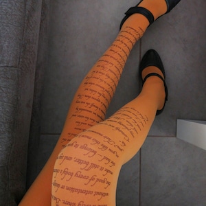 Collants Orgueil et Préjugés, Jane Austen, Poetry Tights, Text collants, Poem Tights