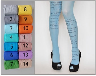 EMILY DICKINSON Poem Tights , I gave myself to Him, Literature Text Tights , Literary tattoo tights , Poetry