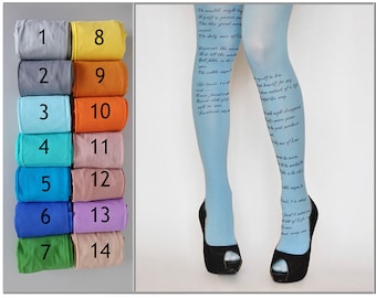 EMILY DICKINSON Poem Tights , I gave myself to Him, Literature Text Tights , Literary tattoo tights , Poetry