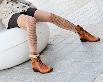 ROMEO and JULIET Text, Shakespeare Quote, Opaque Printed Tights, Poetry Tights, Literature  Tights, Poem Tights