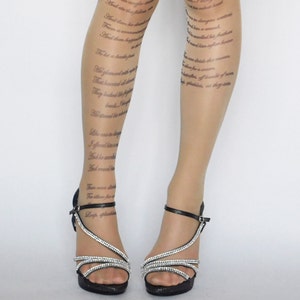 Medias con tatuajes de poemas de EMILY DICKINSON, medias con textos literarios impresos, medias con tatuajes literarios del Renacimiento