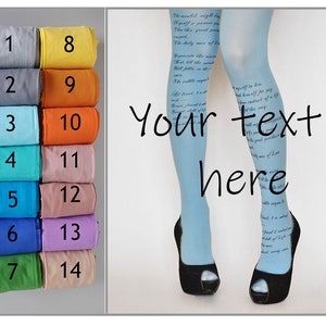 Benutzerdefinierte Text Strumpfhose / Gedicht Text Strumpfhose / Entwerfen Sie Ihre eigene benutzerdefinierte Strumpfhose / personalisierter Text / benutzerdefiniertes Design