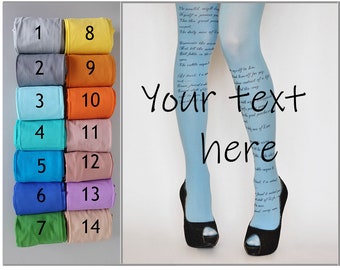 Custom Text Tights / Poem Text Tights / Design Your Own Custom Tights / Personalized Text / Custom Design