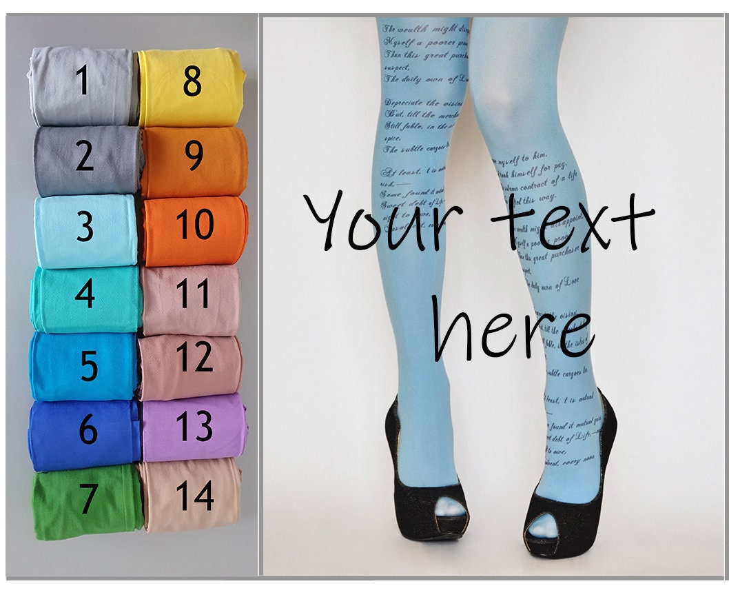 Custom Text Tights / Poem Text Tights / Design Your Own Custom Tights /  Personalized Text / Custom Design 