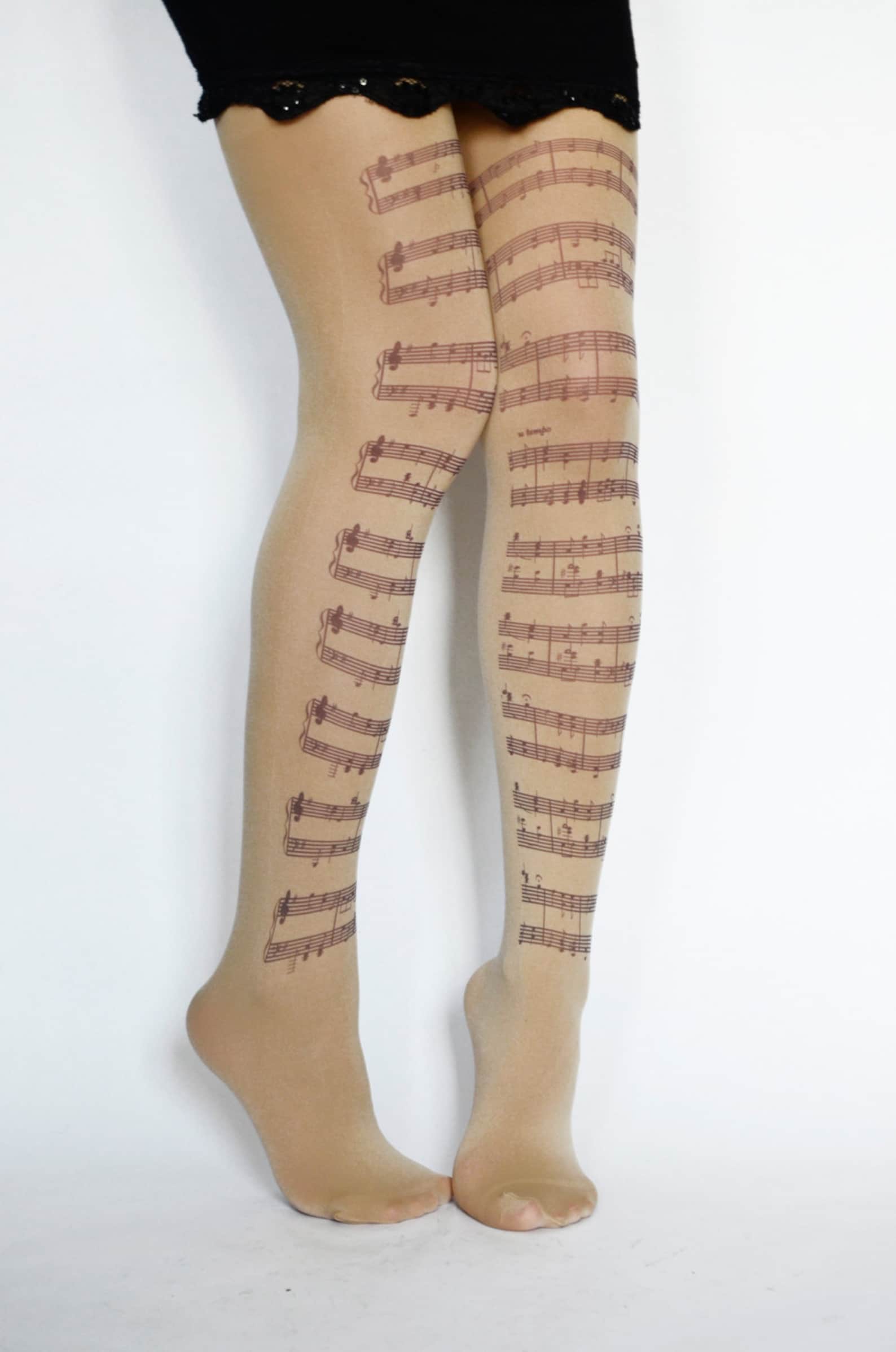 Musical Notes Tights Music Clef Print Choir Orchestra Etsy