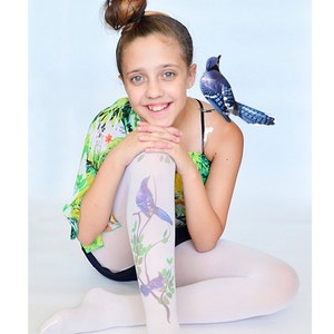 Blue Jay Tights / Blue Jay Print / Blue Bird Print Kids Tights / Teens Tights / Children's Tights