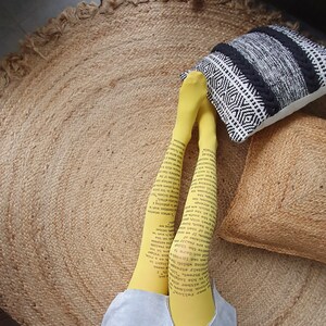 Yellow Sherlock Holmes Opaque Tights , Literary tights , Poetry tights , Poem Pantyhose , Stockings