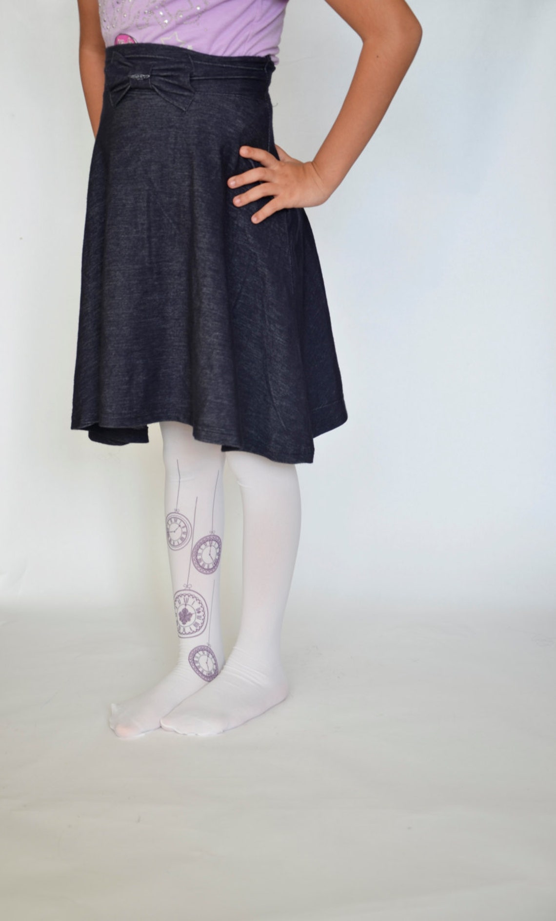 Design Tights With Clocktrend Girls Leggings Stockings Hand Etsy