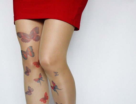 Tights with tattoo clearance design
