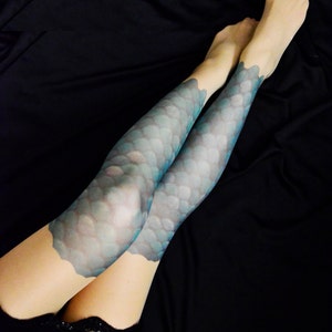 Mermaid Scale Tattoo Tights , S-XXL Sizes Available , Mermaid Costume , Fish Scale image 1