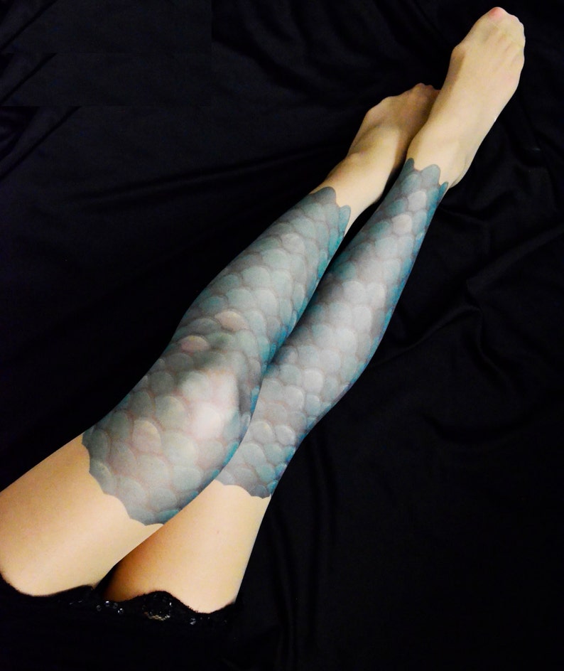 Mermaid Scale Tattoo Tights , S-XXL Sizes Available , Mermaid Costume , Fish Scale image 1