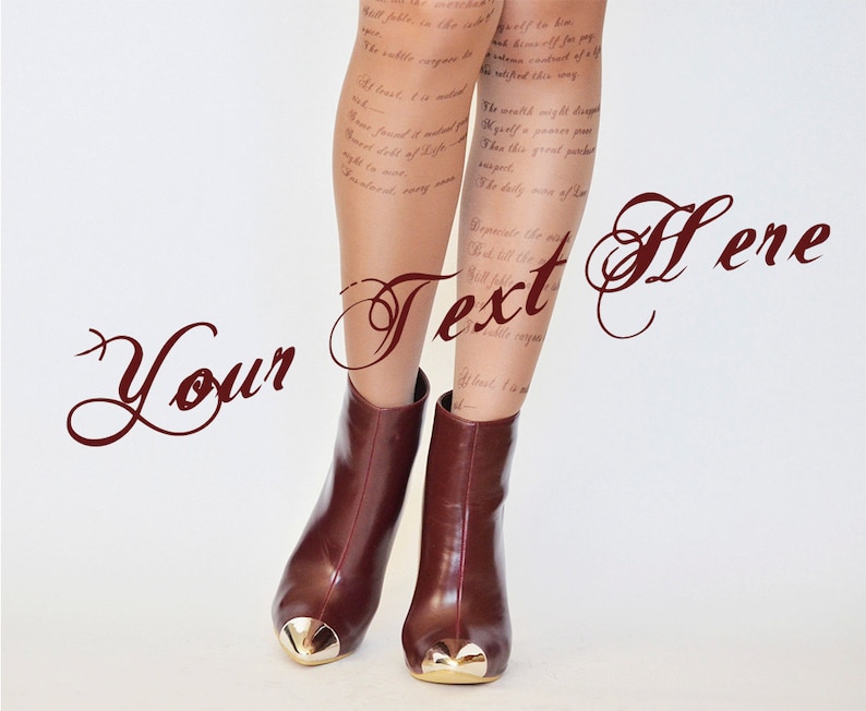 Custom Text Tights / Customized print / Personalized print / Personalized Text / Custom Design / Tattoo tights image 1