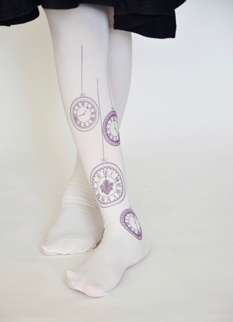 Design Tights With Clocktrend Girls Leggings Stockings Hand Etsy
