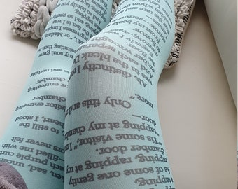 The Raven Printed Tights, Edgar Allan Poe, Literary, Book Lover, Books, Reading, Poetry  Tights, Text tights, Tights with text