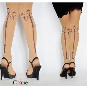Gorgeous Beige  Tights With Print , Printed  Tighs