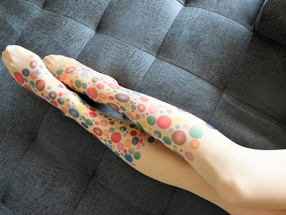Colorful Dots Tights Polka Dot Stockings Tattoo Pantyhose Design Hand Printed Tights Etsy