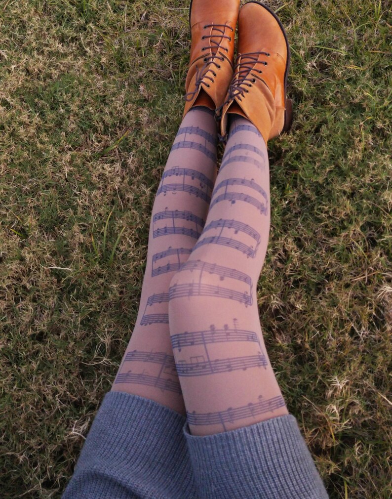 Musical Notes Tights Music Clef Print Choir Orchestra Etsy