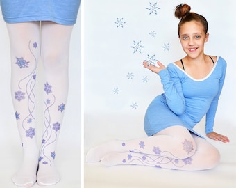 Christmas Snowflake Tights , Frozen Elsa Tights , Kids Frozen Elsa Costume