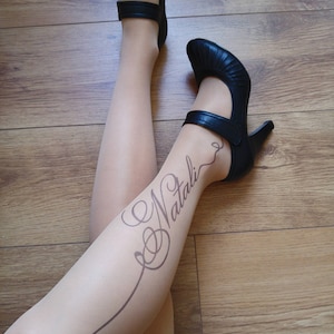 Custom Name Tights , Personalized Print, Lingerie, Printed Tights, Tattoo tights, ONLY ONE NAME