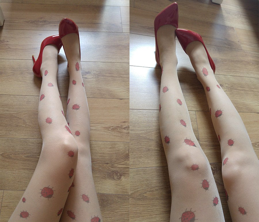 Ladybug Tattoo Tights Semi-sheer Tights 