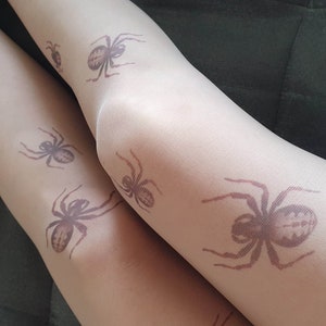 Spiders Semi-Sheer Pantyhose, Insect Tights, Spider Halloween Tights, Spooky Tights