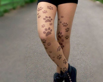 Cat Printed Tights, Footprints  Tights, Tattoo Tights, Pantyhose, Stocking, Animal print