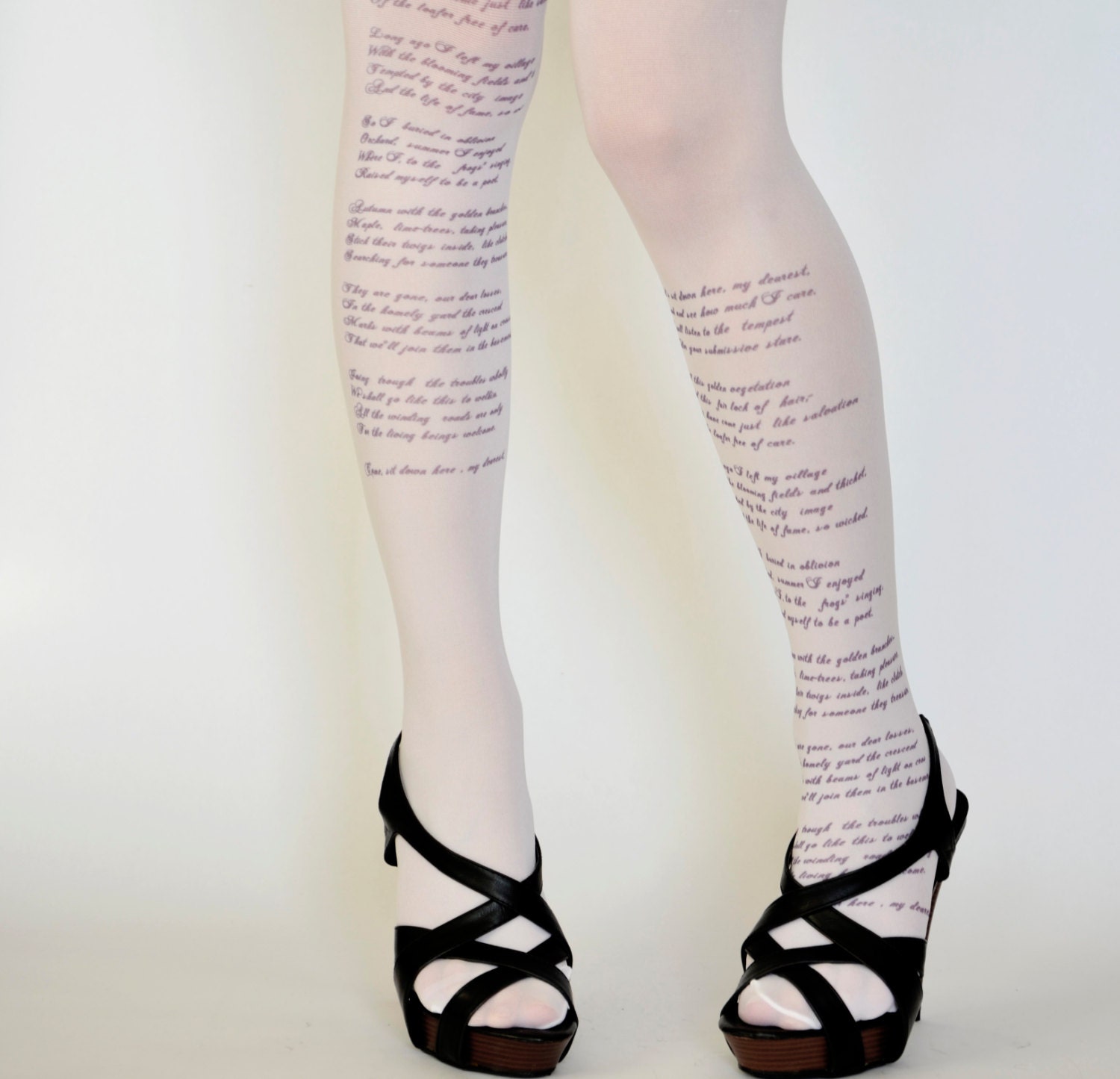 Poem Text Tights Poetry Trendy Leggings Text Tights Etsy