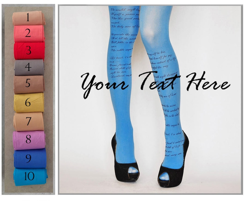 Custom Text Tights / Poem Text Tights / Design Your Own Custom Etsy