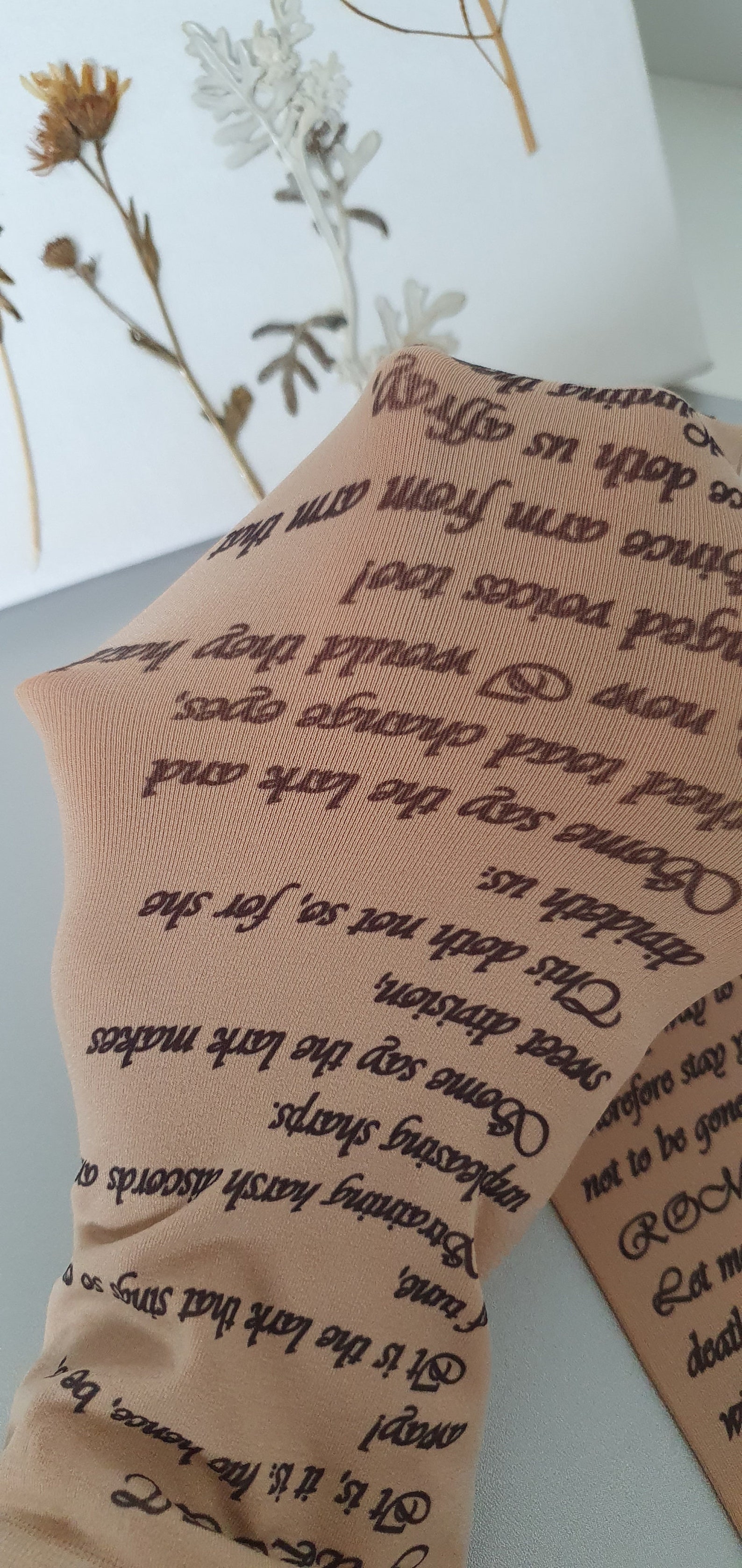 Pride and Prejudice Text Socks, Opaque Printed Knee High , Poetry Nylon ...