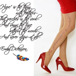 Emily Dickinson Poetry Strumpfhosen / Zitat - Hope is the thing with Feathers / Literarisches Zitat / Emily Dickinson Gedicht / Tattoo Tights