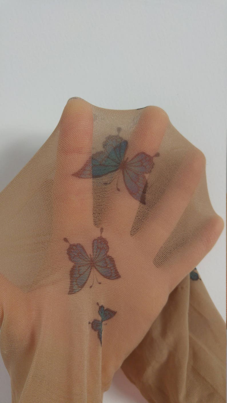 Butterflies Tattoo Tights, S-XXL Sizes Available, Design Tights , Tattoo Stockings , Butterflies Printed Pantyhose image 3